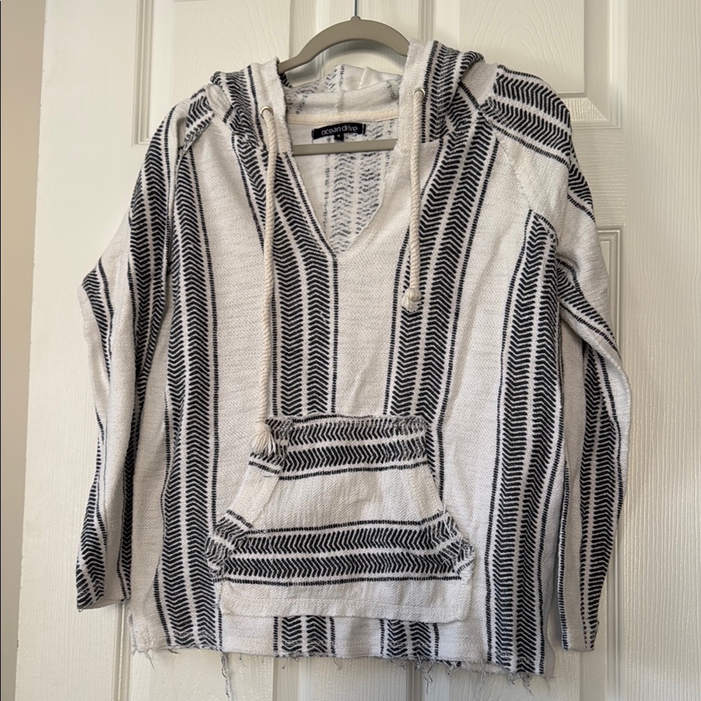 Urban Outfitters Black and White Striped Hoodie